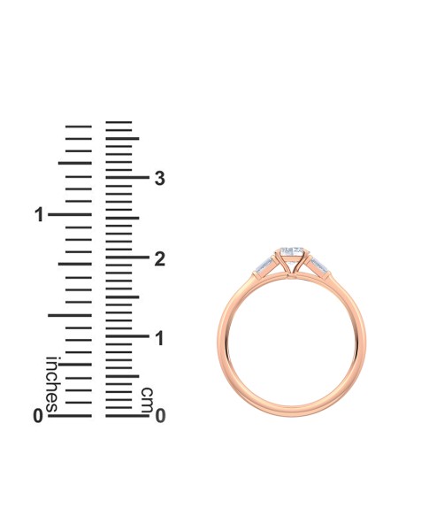 0.30 Ct Horizontal Oval and Baguette Cut Petite Lab Grown Diamond Ring in 14K Rose Gold (E-F, VS1-VS2, 0.30 cttw) by MadeForUs
