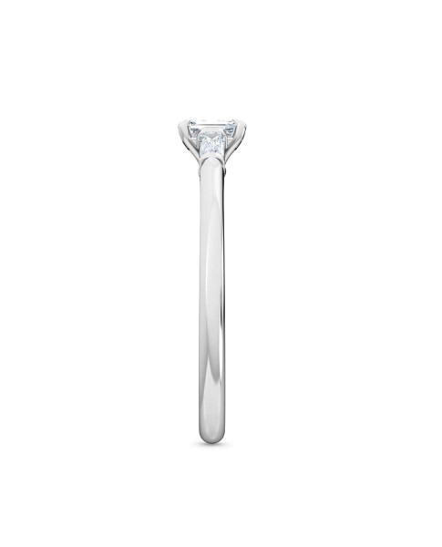 0.30 Ct Emerald and Baguette Cut Petite Lab Grown Diamond Ring in 14K White Gold (E-F, VS1-VS2, 0.30 cttw) by MadeForUs