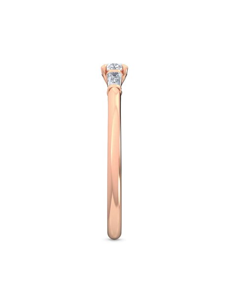 0.30 Ct Horizontal Oval and Baguette Cut Petite Lab Grown Diamond Ring in 14K Rose Gold (E-F, VS1-VS2, 0.30 cttw) by MadeForUs