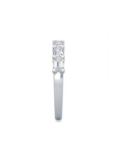 1.50 Ct Emerald Cut Horizontally Set Lab Grown Diamond Seven Stone Band Ring in 14K White Gold 