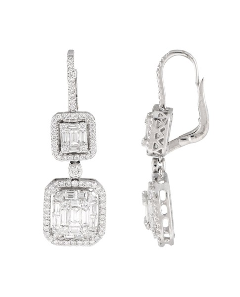 Mosaic Collection 18K White Gold Diamonds Earrings