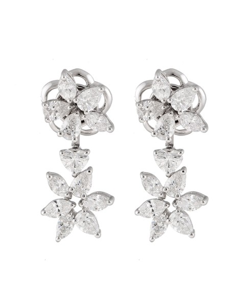 Unique Collection 18K White Gold Diamonds Earrings