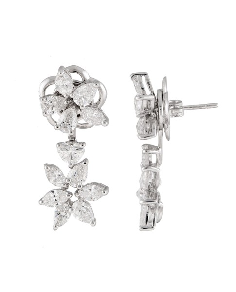 Unique Collection 18K White Gold Diamonds Earrings
