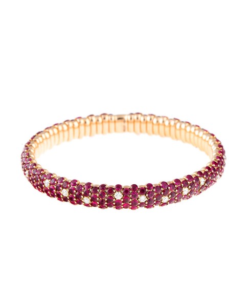 Stretch Collection 18K Rose Gold Diamonds and Rubies Bracelet