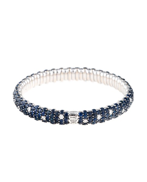 Stretch Collection 18K White Gold Diamonds and Sapphires Bracelet