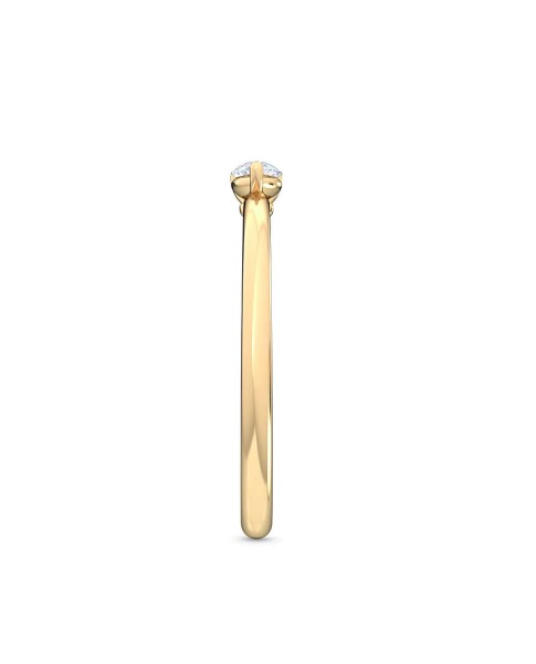 0.25 Ct Horizontal Pear Cut Petite Lab Grown Diamond Ring in 14K Yellow Gold 