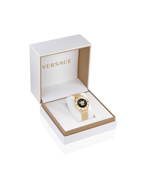 La Medusa 38MM Yellow Gold Case Black Enamel Dial Womens Watch