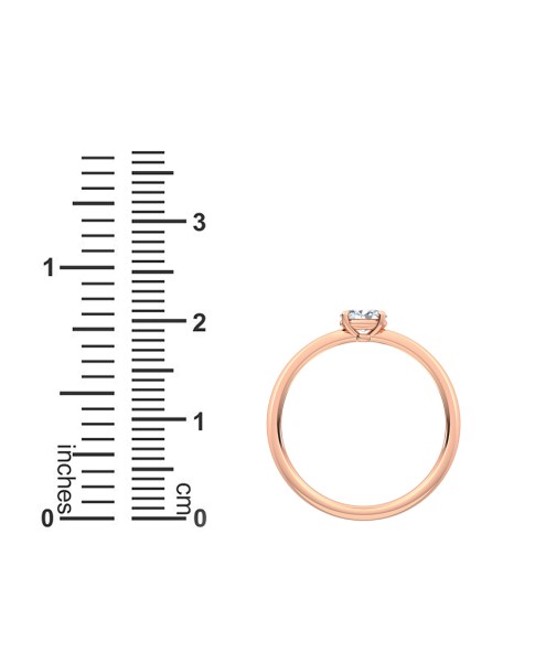 0.25 Ct Horizontal Oval Cut Petite Lab Grown Diamond Ring in 14K Rose Gold 