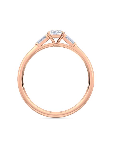 0.30 Ct Horizontal Oval and Baguette Cut Petite Lab Grown Diamond Ring in 14K Rose Gold (E-F, VS1-VS2, 0.30 cttw) by MadeForUs