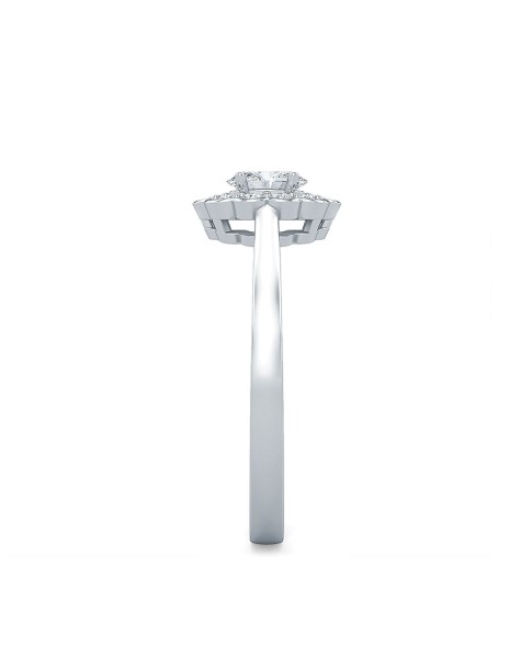 MadeForUs 1.00 Ct Oval Cut Lab Grown Diamond Halo Flower Ring in 14K White Gold (E-F, VS1-VS2, 1.00 cttw)