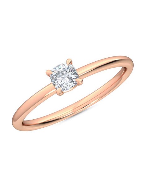 0.25 Ct Cushion Cut Petite Lab Grown Diamond Ring in 14K Rose Gold 