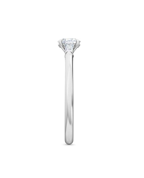 0.30 Ct Oval and Baguette Cut Petite Lab Grown Diamond Ring in 14K White Gold (E-F, VS1-VS2, 0.30 cttw) by MadeForUs