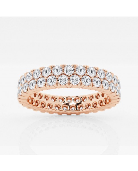 True 2.00 ctw  Round Diamond Double Row Eternity Band 14K Rose Gold