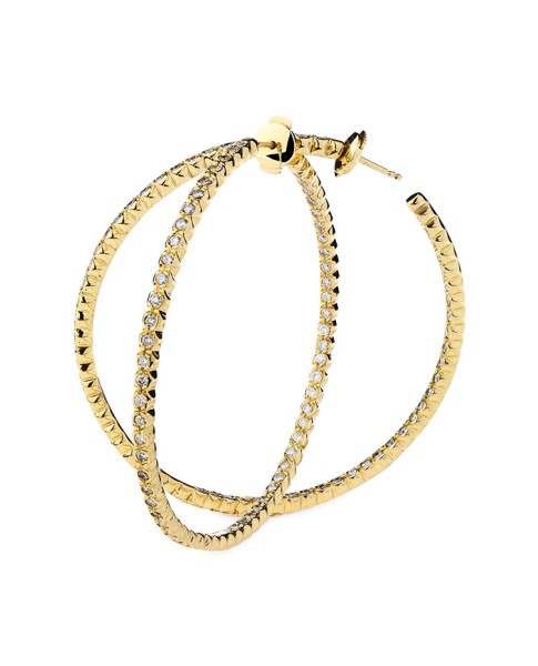 18K Yellow Gold Handset White Diamonds Jara Earrings
