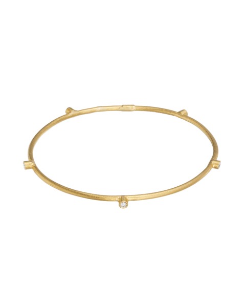 Yossi Harari Jewelry 24k Gold 5 Diamond Jane Stack Bangle