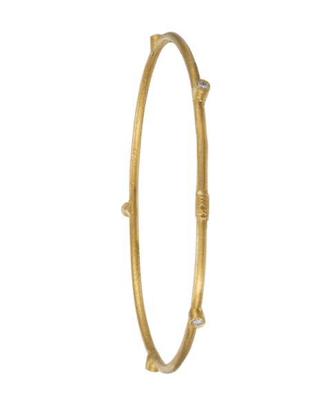 Yossi Harari Jewelry 24k Gold 5 Diamond Jane Stack Bangle