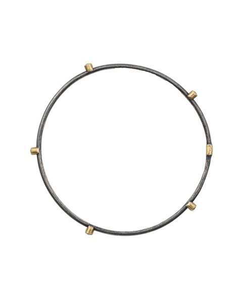 Yossi Harari Jewelry Oxidized Gilver Diamond Jane Stack Bangle