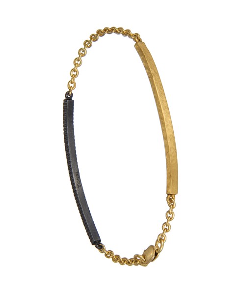 Yossi Harari Jewelry  18k Gold Blue Diamond Lilah ID Bracelet