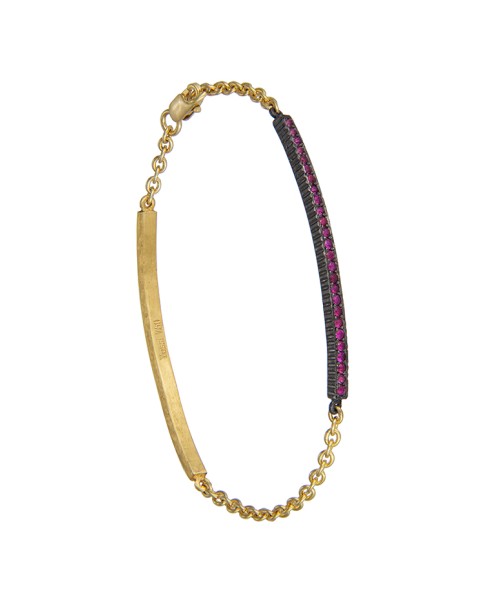 Yossi Harari Jewelry 18k Gold Ruby Lilah ID Bracelet