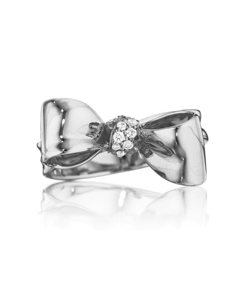 18K Gold Small Bow Diamond Ring
