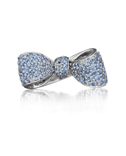 18K Gold Small Bow Gemstone Ring