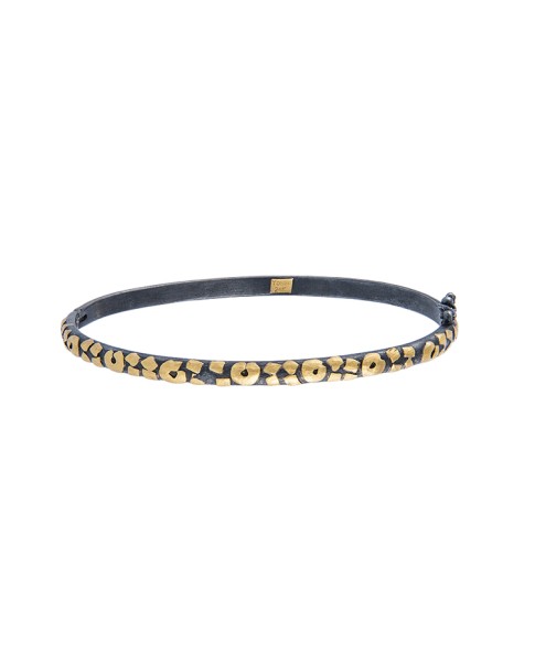 Yossi Harari Jewelry Jane 24k Gold & Oxidized Gilver Leopard Bangle 