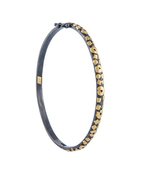 Yossi Harari Jewelry Jane 24k Gold & Oxidized Gilver Leopard Bangle 