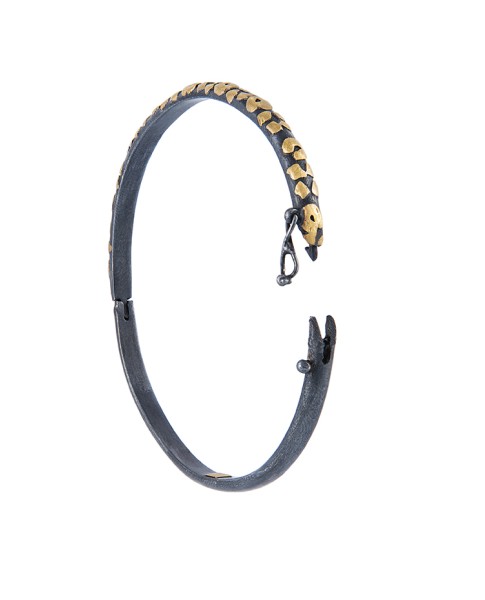 Yossi Harari Jewelry Jane 24k Gold & Oxidized Gilver Leopard Bangle 