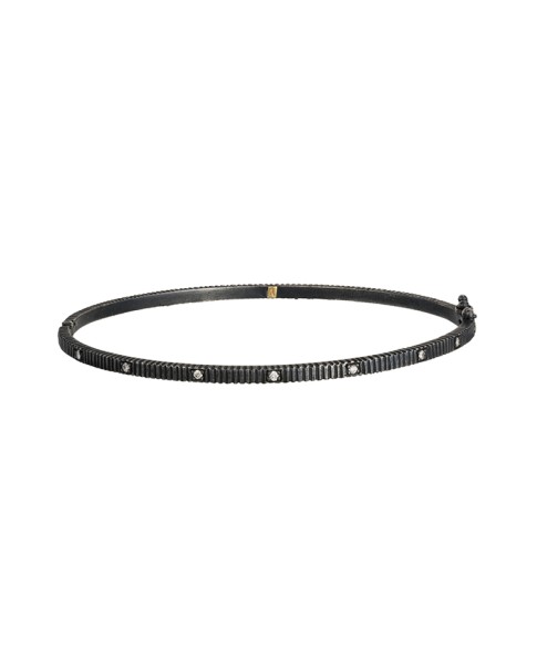 Yossi Harari Jewelry Oxidized Gilver Diamond Lilah Bangle