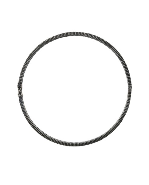 Yossi Harari Jewelry Oxidized Gilver Diamond Lilah Bangle