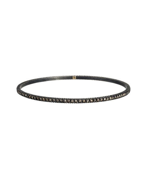 Yossi Harari Jewelry Oxidized Gilver Diamond Lilah Bangle 