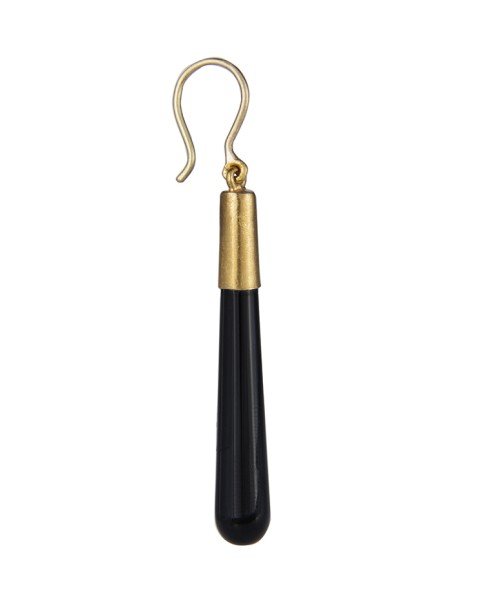 Yossi Harari Jewelry 24k Gold Onyx Cone Jane Earrings