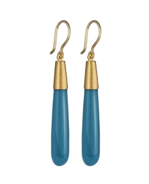 Yossi Harari Jewelry Roxanne 24k Gold Turquoise Jane Earrings