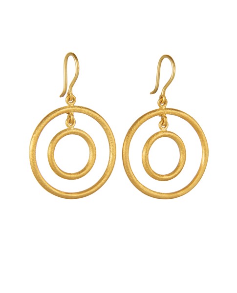 Yossi Harari Jewelry Jane 24k Gold Double Loop Rachel Earrings