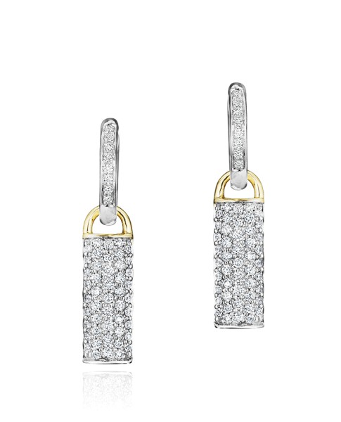 Yellow Gold and Diamond Bar Huggie Earrings