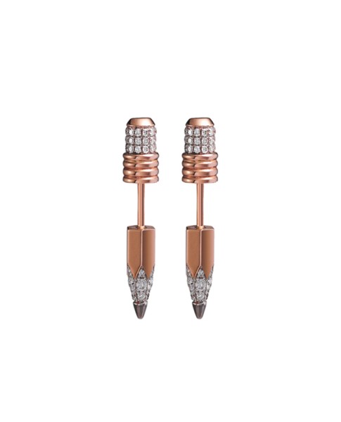 Tzuri 18k Rose Gold and Diamond Gap Earrings