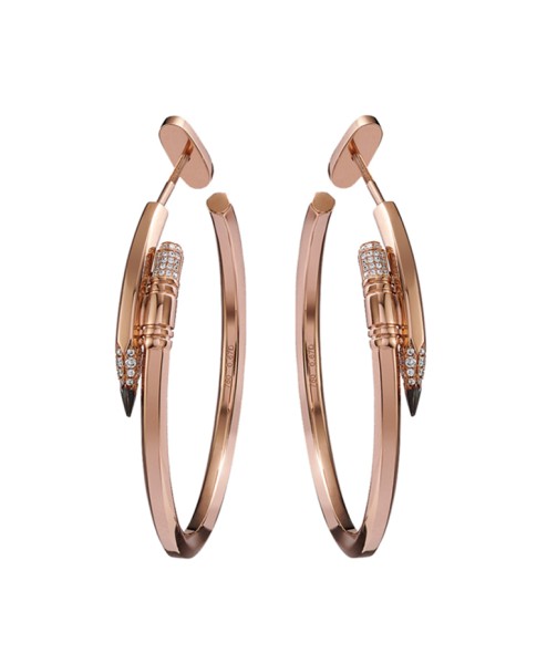 Tzuri 18k Rose Gold and Diamond Hoop Earrings