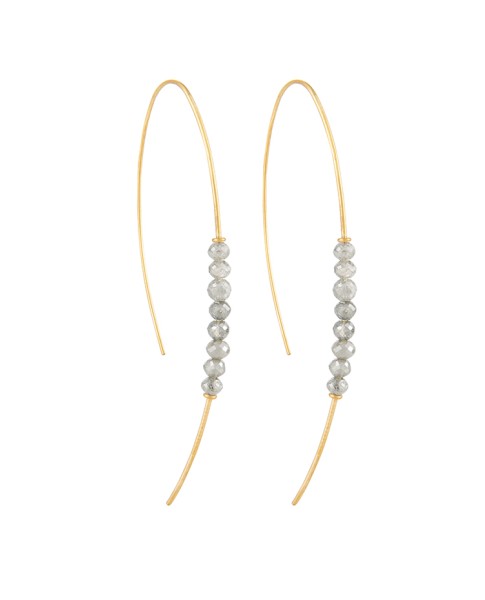 Yossi Harari Jewelry Jane 18k Gold & Diamond Beads Hoop Threader Earrings