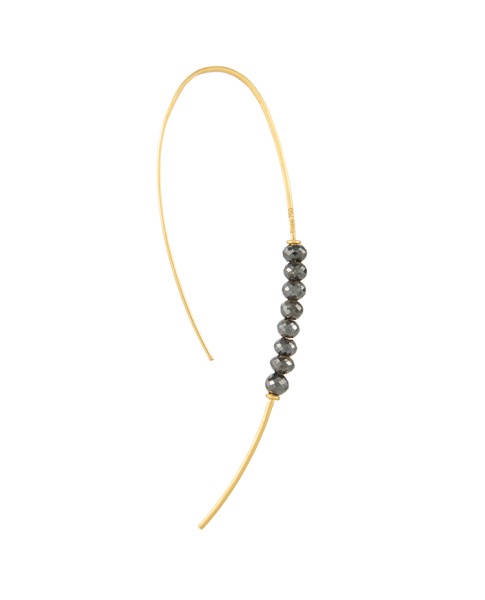 Yossi Harari Jewelry Jane 18k Gold & Black Diamond Beads Hoop Threader Earrings 