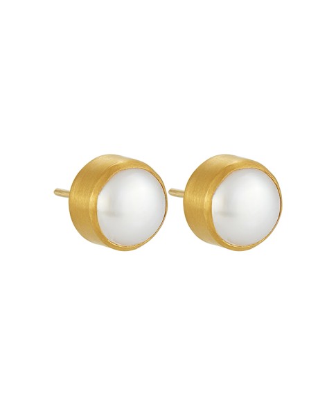 Yossi Harari Jewelry Roxanne 24k Gold Large Cultured Pearl Stud Earrings
