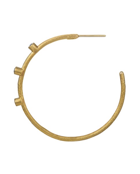 Yossi Harari Jewelry 24k Gold Diamond Jane Hoop Earrings