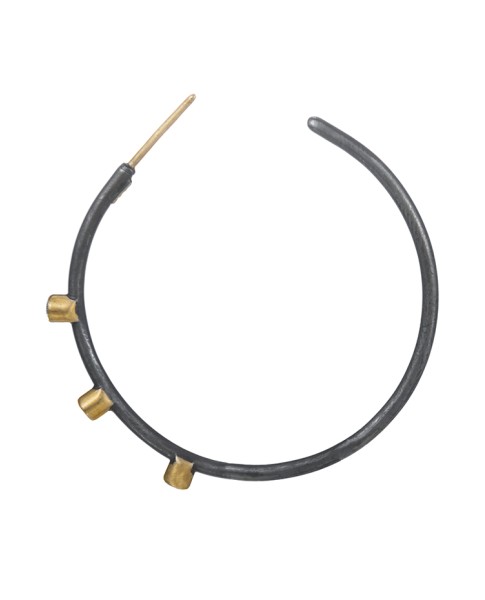 Yossi Harari Jewelry 24k Gold & Oxidized Gilver Diamond Jane Hoop Earrings
