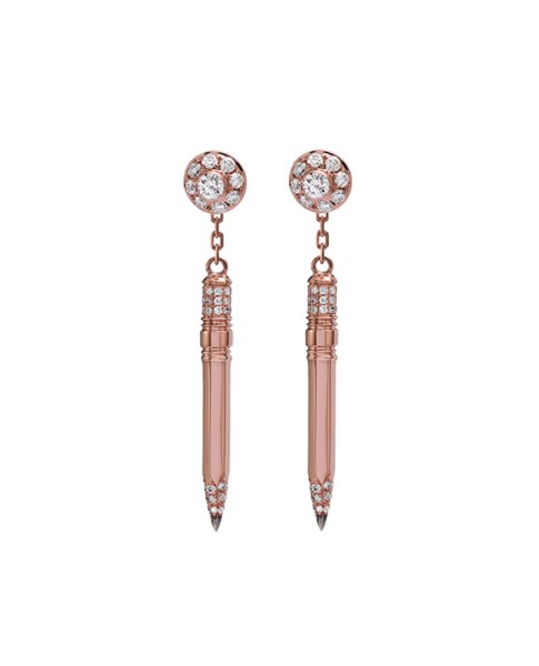 Tzuri 18k Rose Gold and Diamond Vertical Dangle Earrings