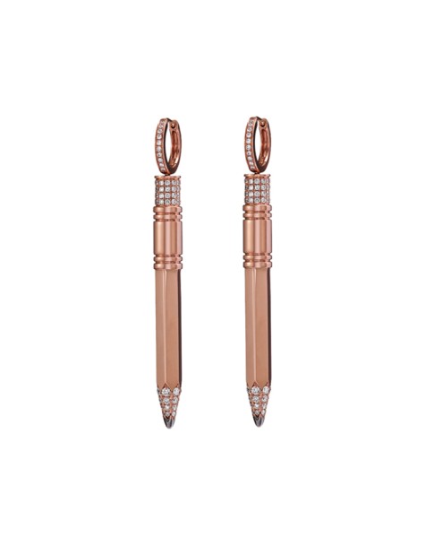 Tzuri 18k Rose Gold and Diamond Medium Vertical Earrings