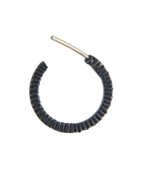 Yossi Harari Jewelry Oxidized Gilver Ruby Pavé Lilah Hoop Earrings 
