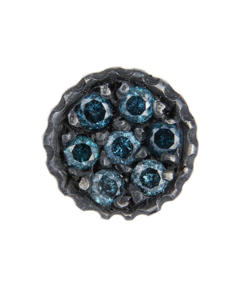 Yossi Harari Jewelry Oxidized Gilver Blue Diamond Lilah Earrings