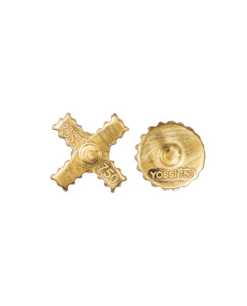 Yossi Harari Jewelry 18k Gold Ruby X O Lilah Stud Earrings 
