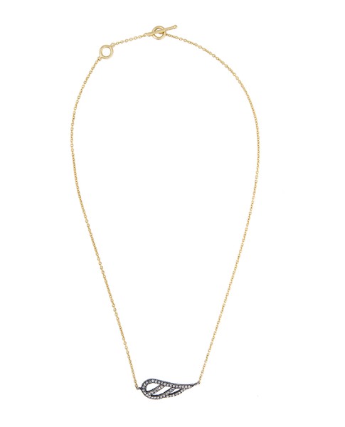 Yossi Harari Jewelry Lilah 18k Gold Diamond Feather Pendant Necklace 