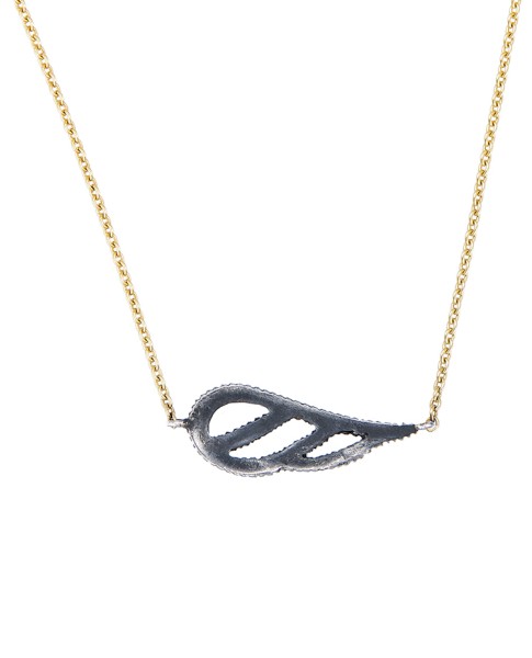 Yossi Harari Jewelry Lilah 18k Gold Diamond Feather Pendant Necklace 