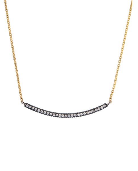 Yossi Harari Jewelry 18k Gold & Oxidized Gilver White Diamond Lilah Smile Necklace